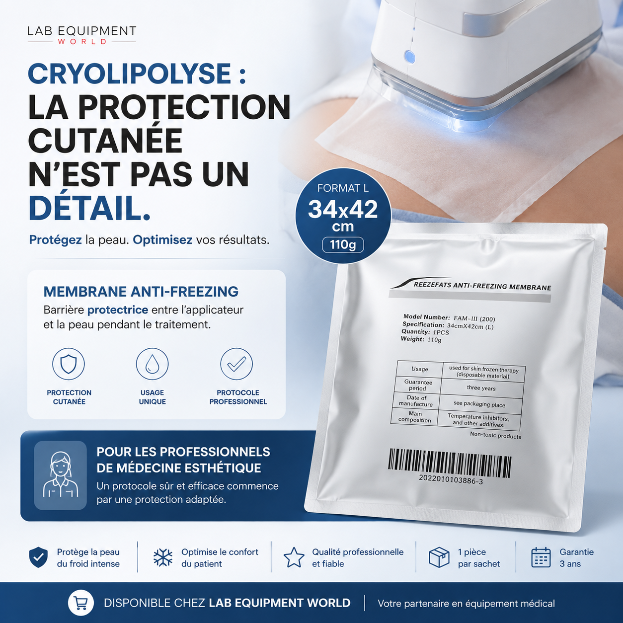 membrane anti-freezing pour cryolipolyse 110 g