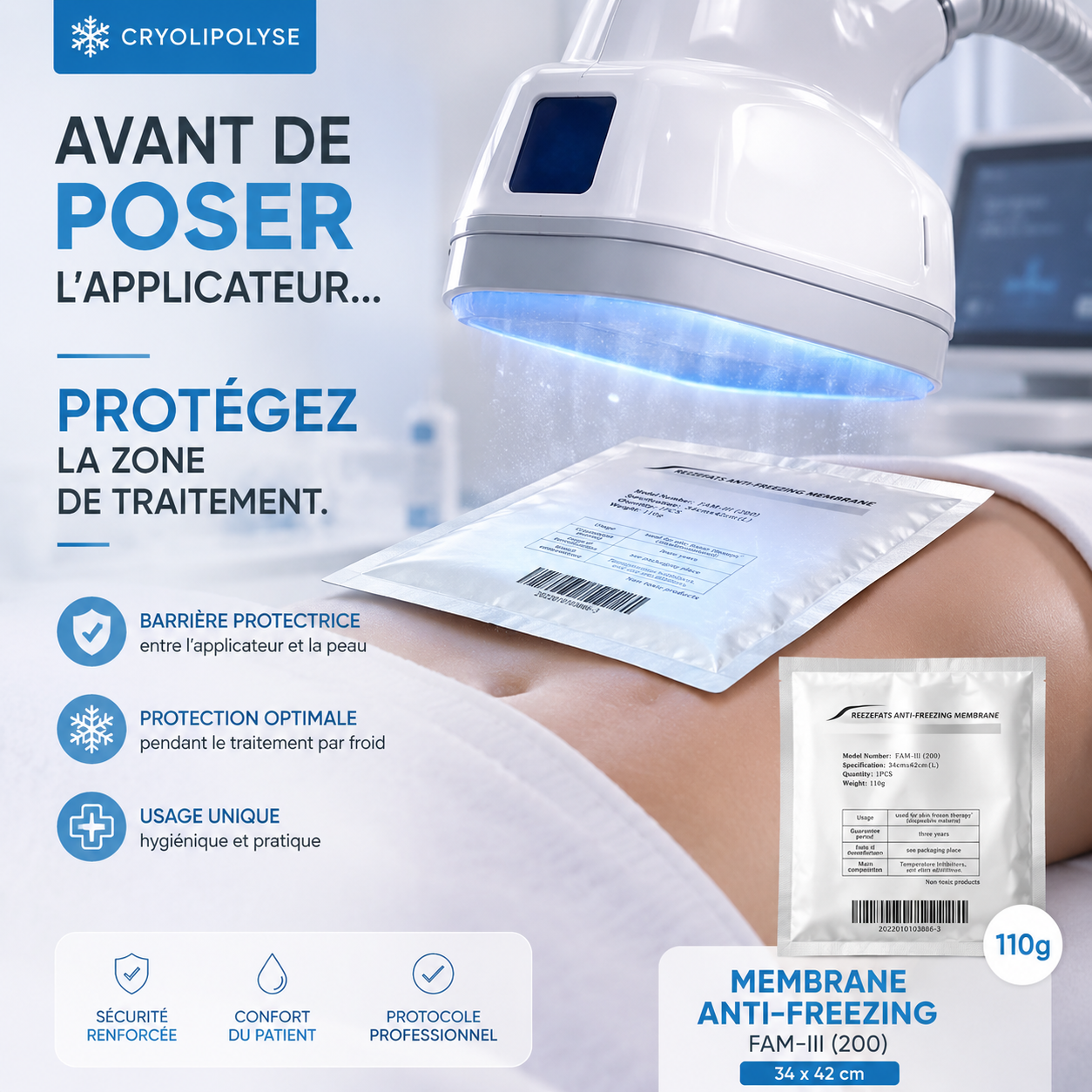 membrane anti-freezing pour cryolipolyse 110 g