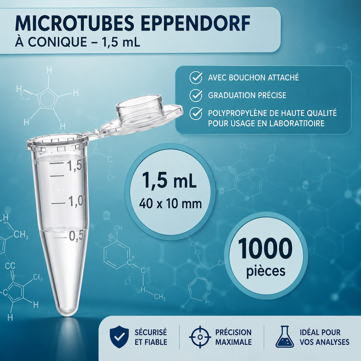 MICROTUBES  EPPENDORF ( 1000pcs ) 1,5mL OU 0,5mL
